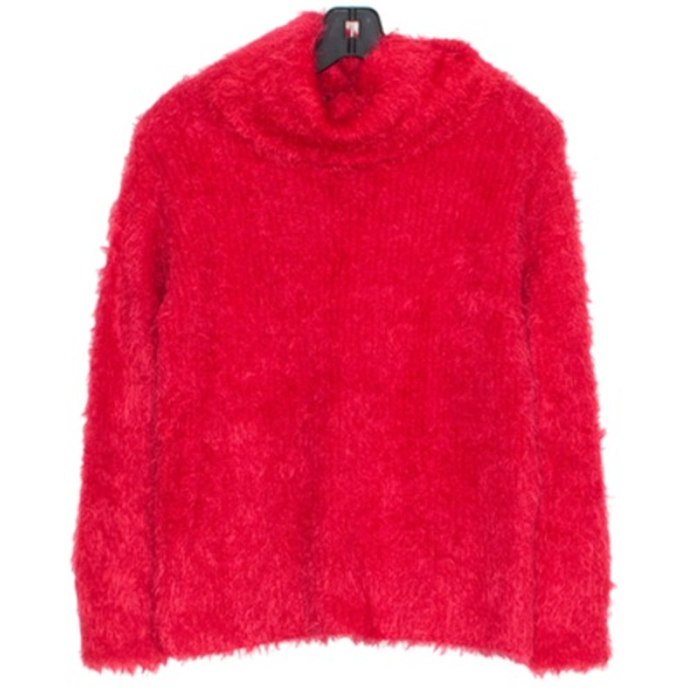 NWT Catherine Malandrino Eyelash Sweater Fuzzy Red Cowl Neck Cozy Statement XS